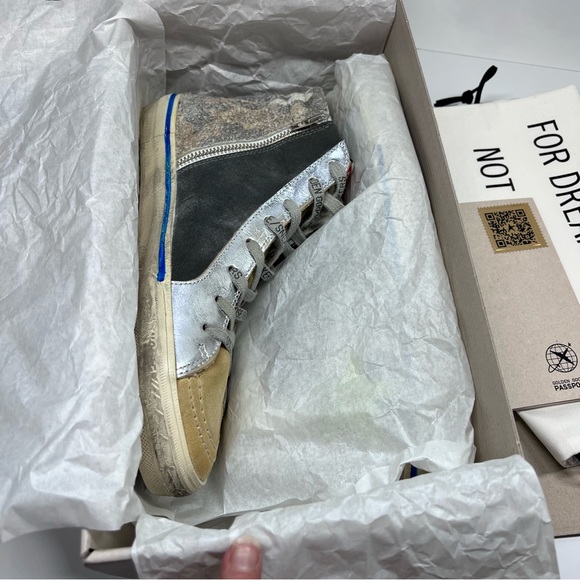 Golden Goose Slide Double Quarter Suede Toe Camo Print Leather Star High Sneaker - Picture 14 of 16